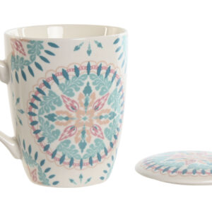 TAZA INFUSIONES PORCELANA CON FILTRO Y TAPA "AZULEJO" 340 ML - Imagen 3