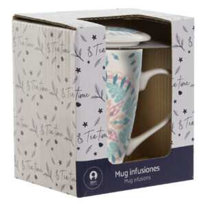 TAZA INFUSIONES PORCELANA CON FILTRO Y TAPA "AZULEJO" 340 ML - Imagen 4